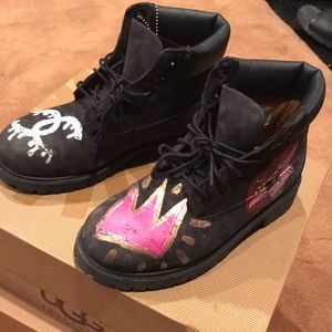 Black Custom Timberland Boots Size 3 